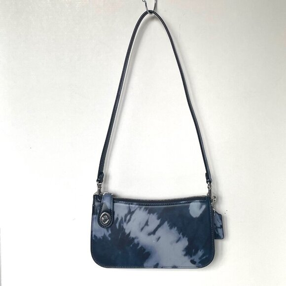 Coach Penn Shoulder Bag Y2K Blue Leather Tie Dye CU049 Small Clutch Festival - Picture 7 of 13